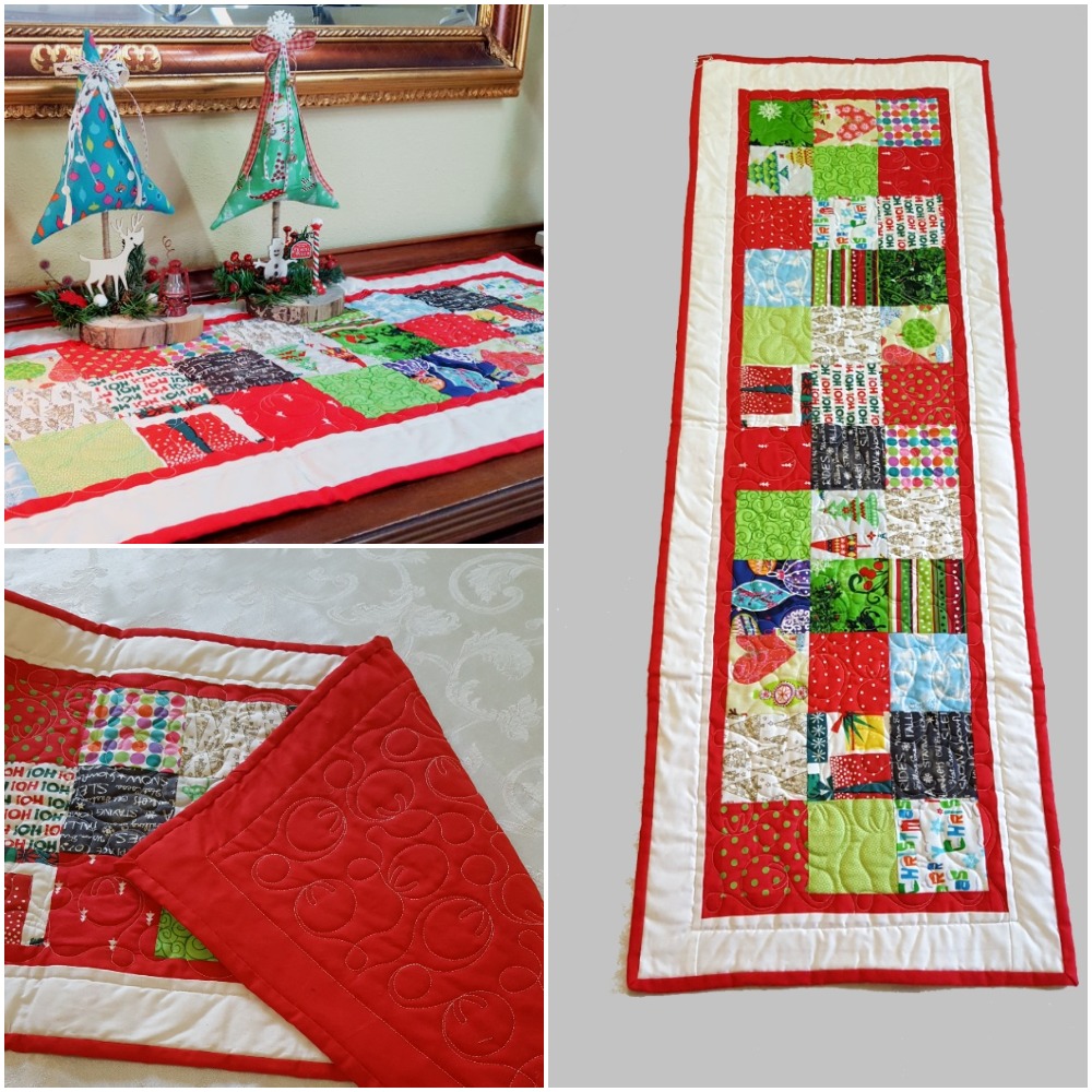 TR1 Christmas Block Quilted Table Runner