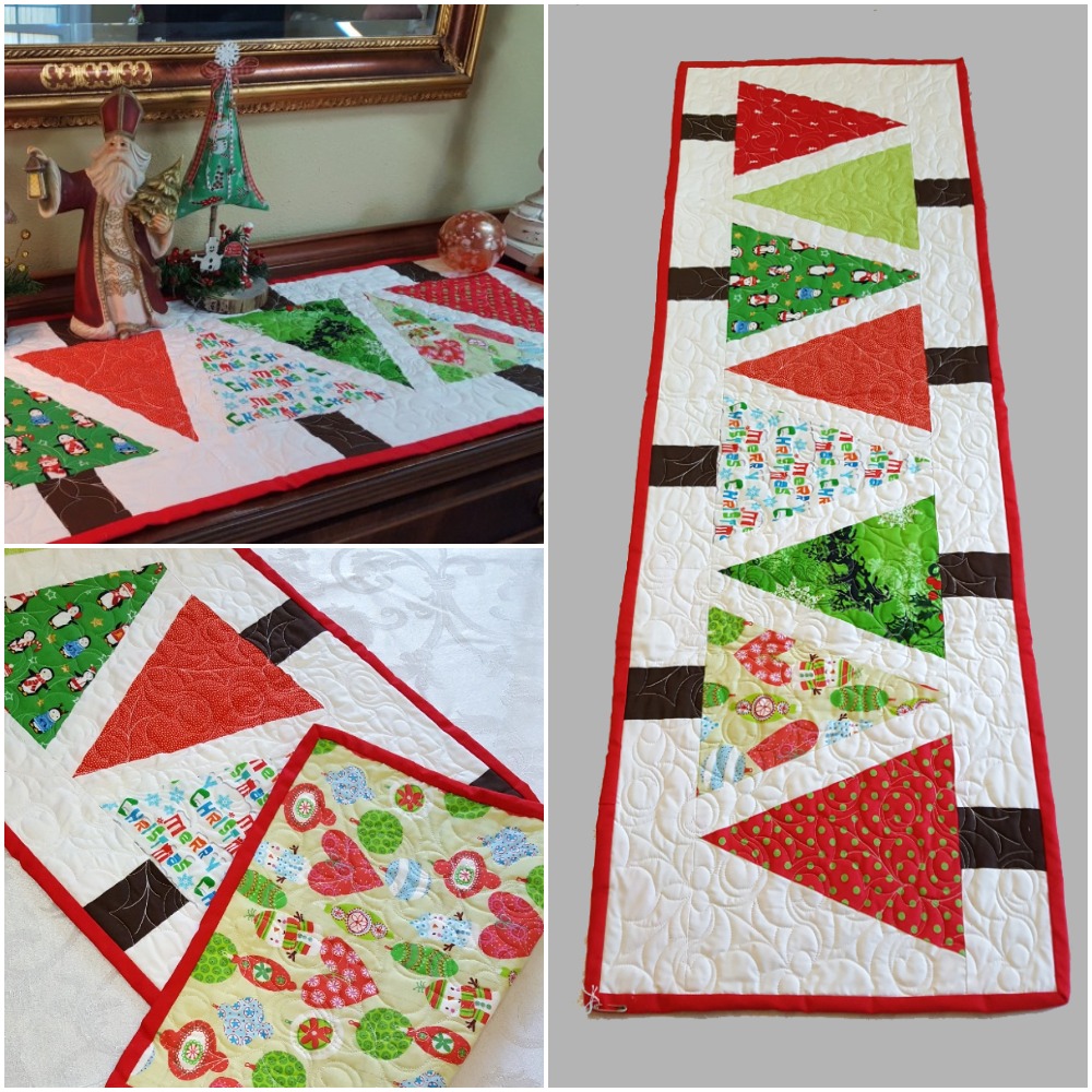 TR3 Christmas Tree Quilted Table Runner