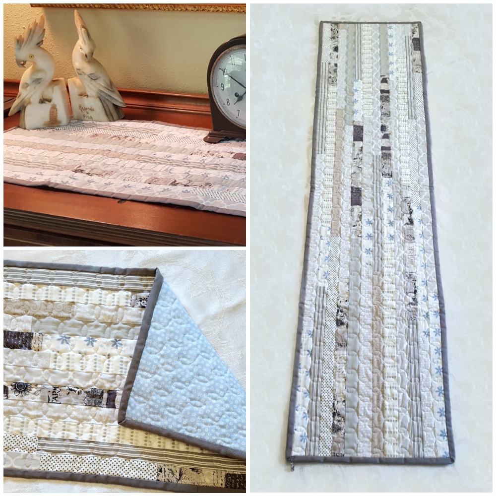 TR4 DarkGray Pieced Quilted Table Runner